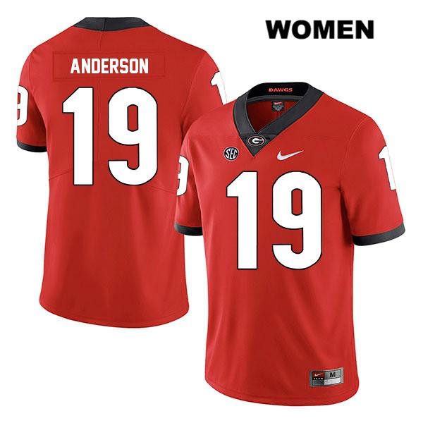 Georgia Bulldogs Women's Adam Anderson #19 NCAA Legend Authentic Red Nike Stitched College Football Jersey IJR2356WM